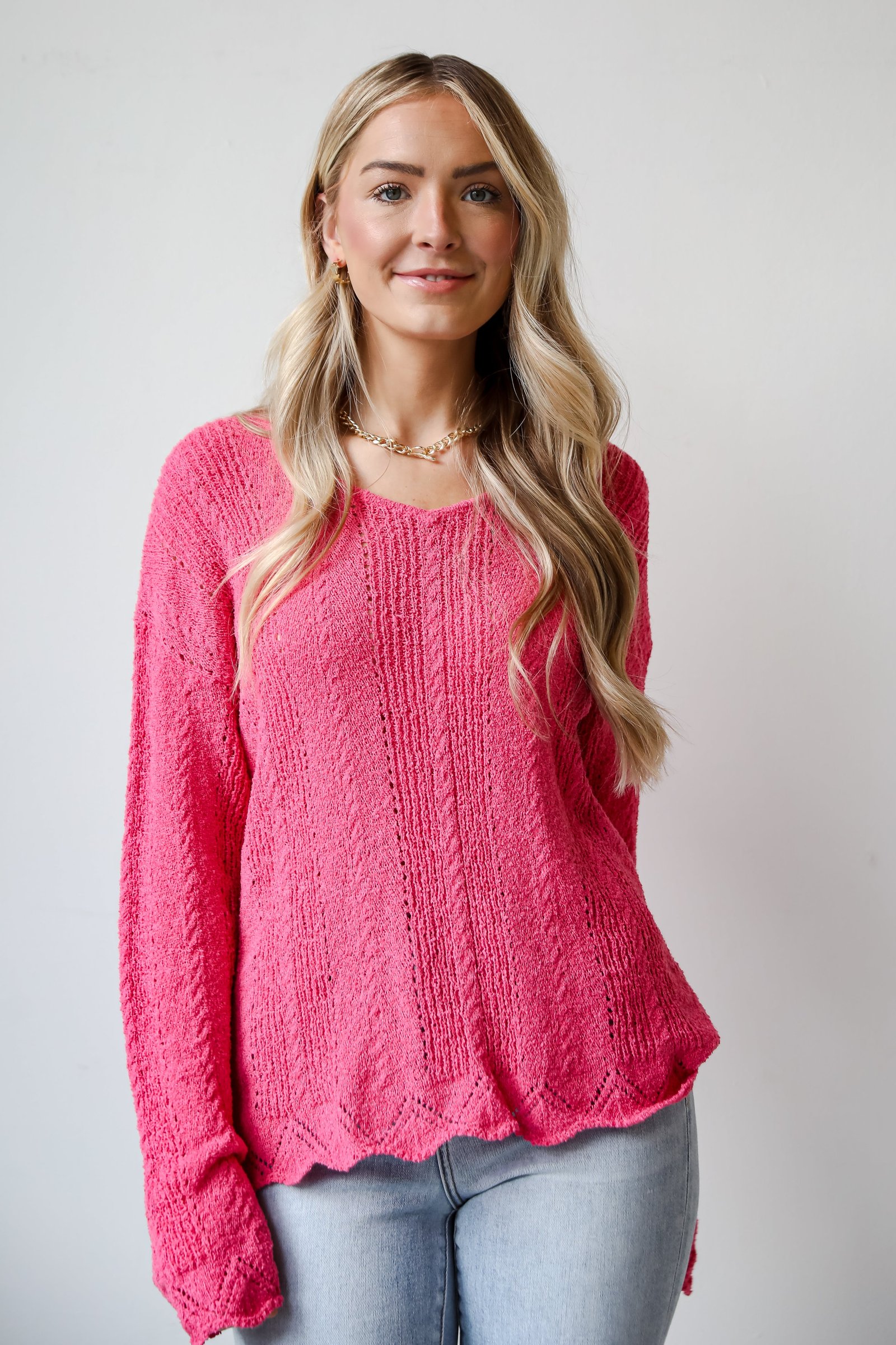 Pure Radiance Fuchsia Lightweight Knit Top DK7